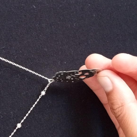 Sterling silver Halloween!!!  Sugar skull Day of dead skull necklace - Picture 4 of 11